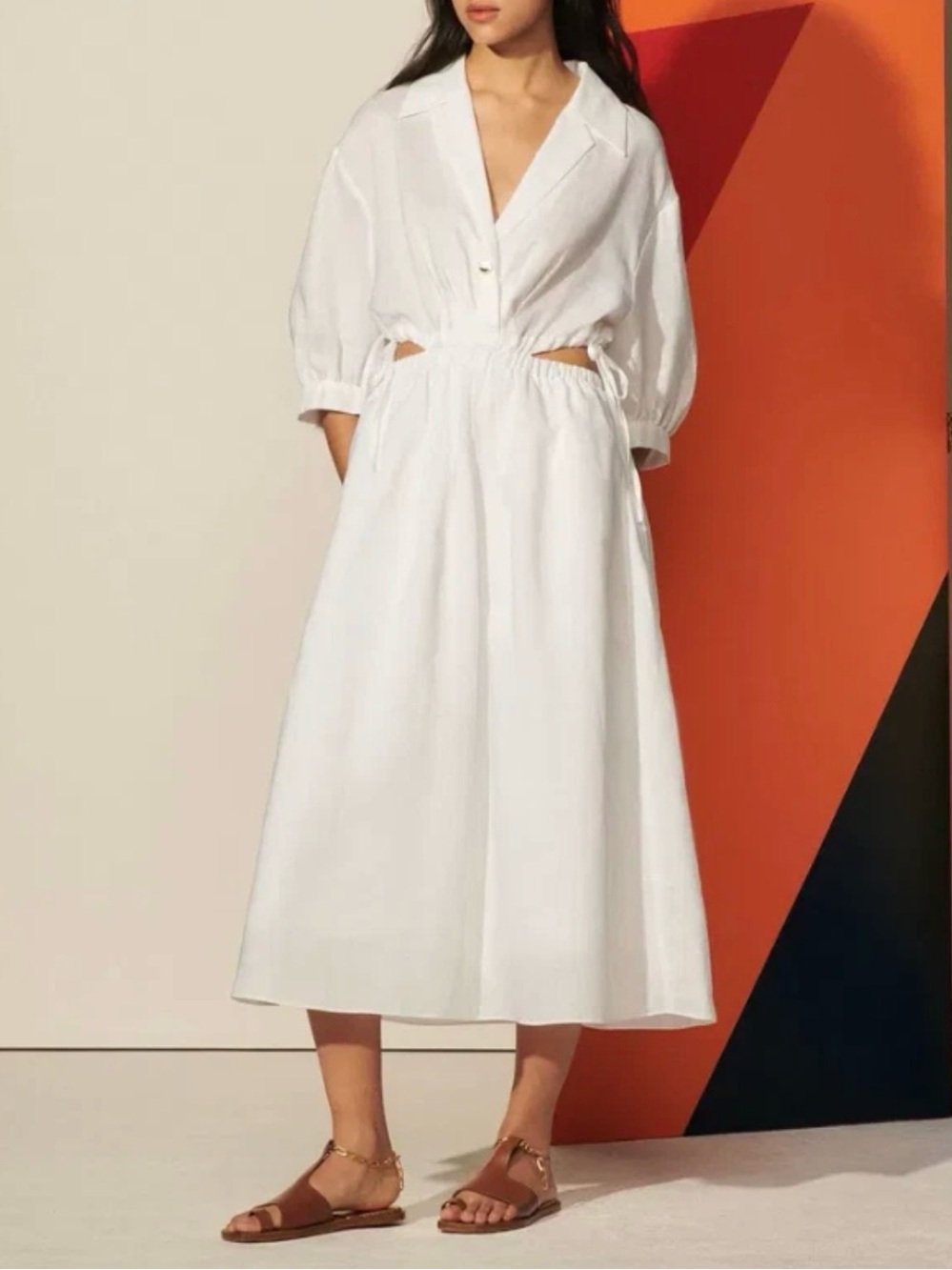 Sandro Soledad Cut-Out Woven Midi Dress